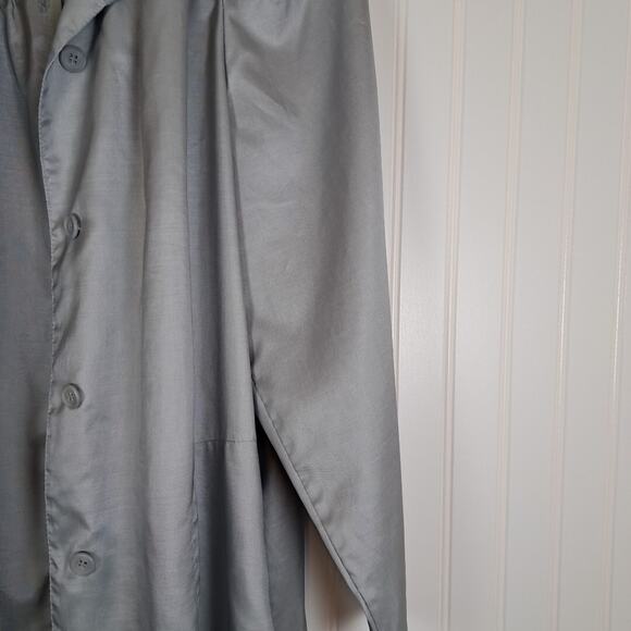 VTG Duckwear / Misty Harbor Long Trench Rain Coat Womens L Blue Button Front 80s - Picture 5 of 12